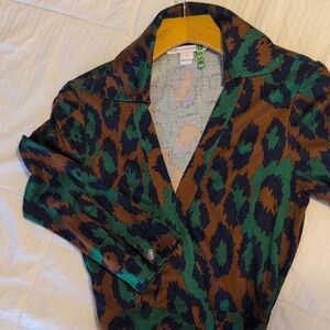 DVF wrap mini romper. Diane von Furstenberg Gorgeous fall animal print